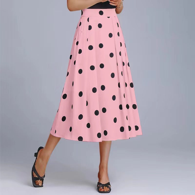 Damen Eleganter Midi-Rock mit Polka-Dots und Plisseefalten Stalluxe