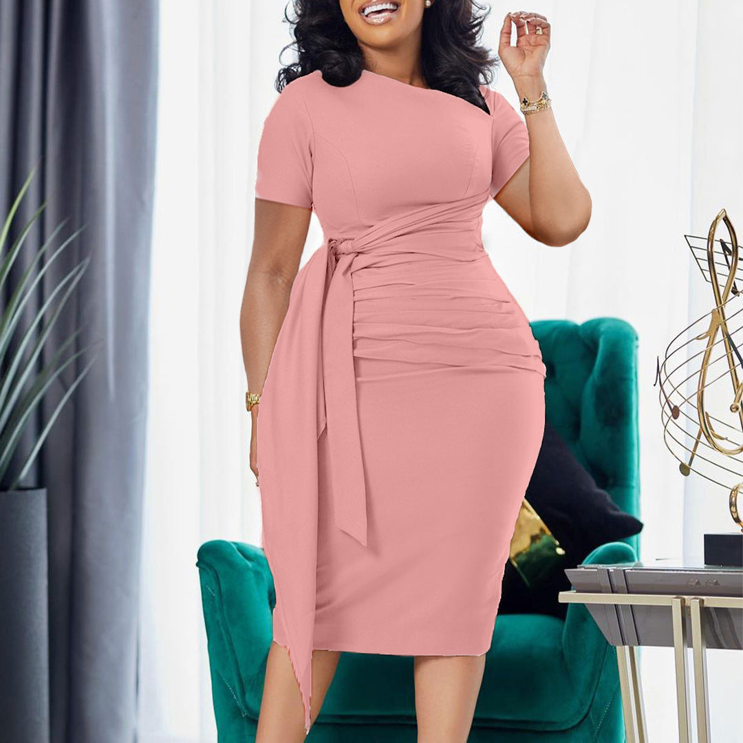 Damen tailliertes Wickelkleid mit eleganter Seitenbinde Stalluxe
