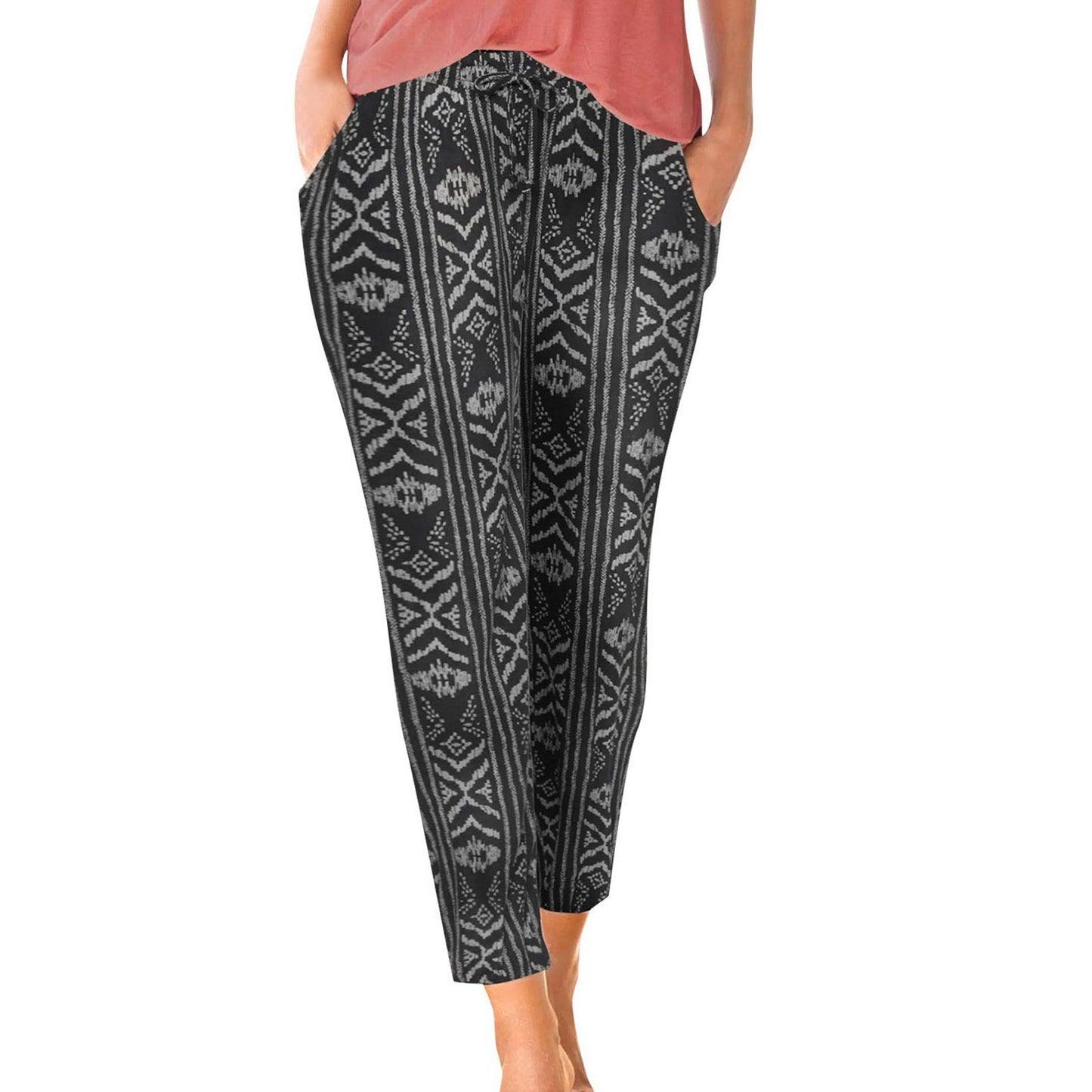 Damen Elegante Blumendruck-Hose mit Elastischem Bund und Seitentaschen Stalluxe