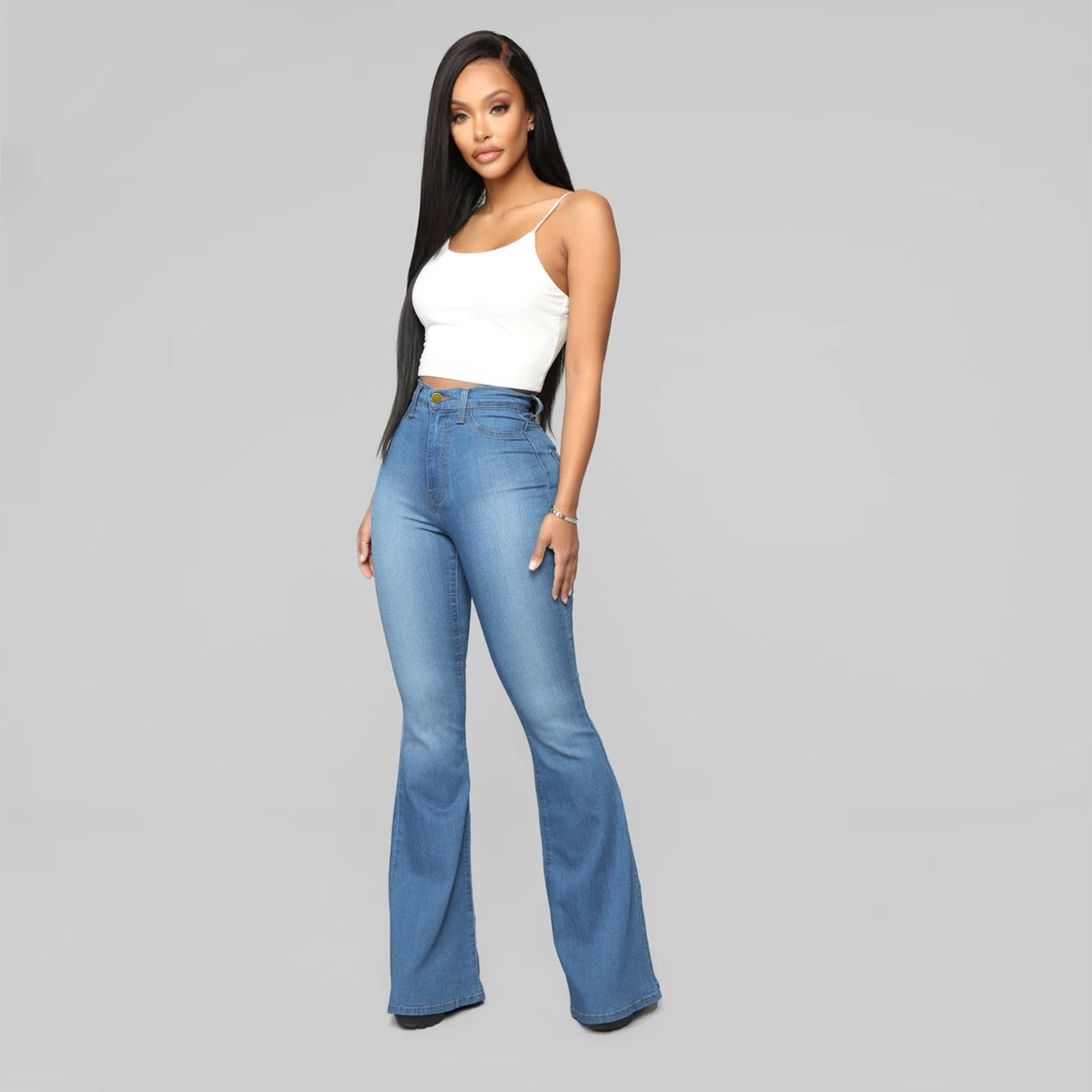 Damen Flared Jeans mit hohem Bund und figurformendem Schnitt Stalluxe 1758094934