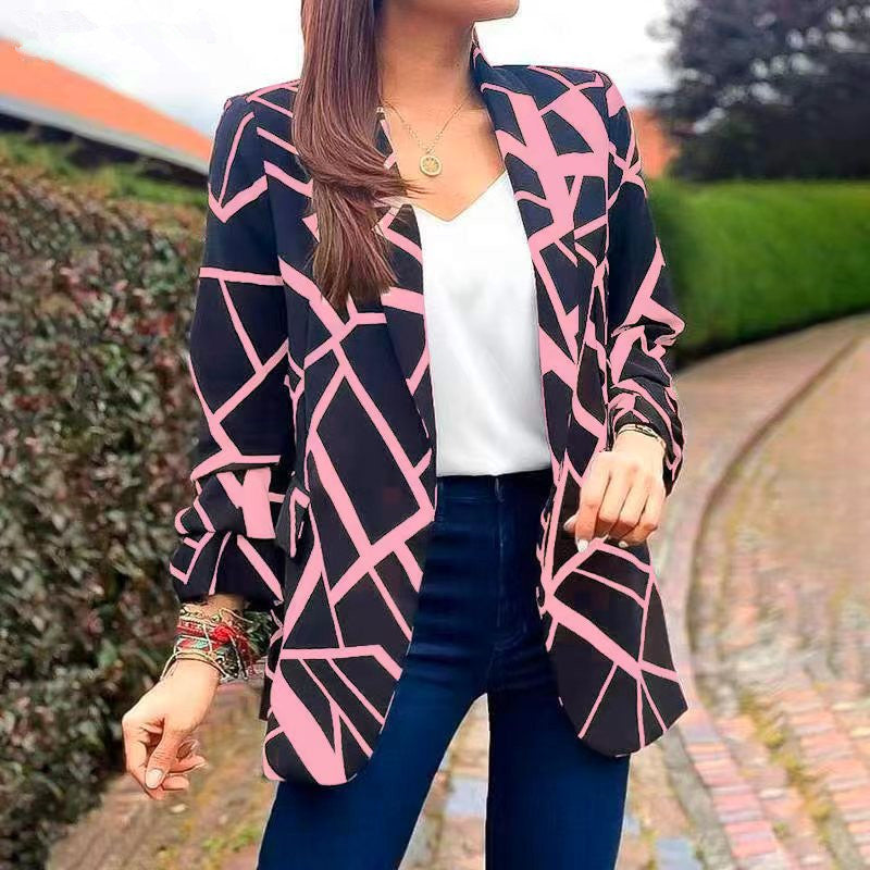 Damen Blazer mit modernem geometrischen Muster und lässiger Passform Stalluxe