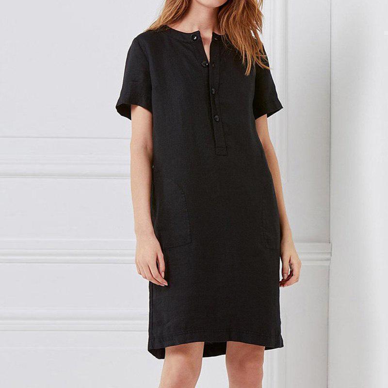 Damen Hemdkleid mit praktischen Taschen und Knopfleiste Stalluxe