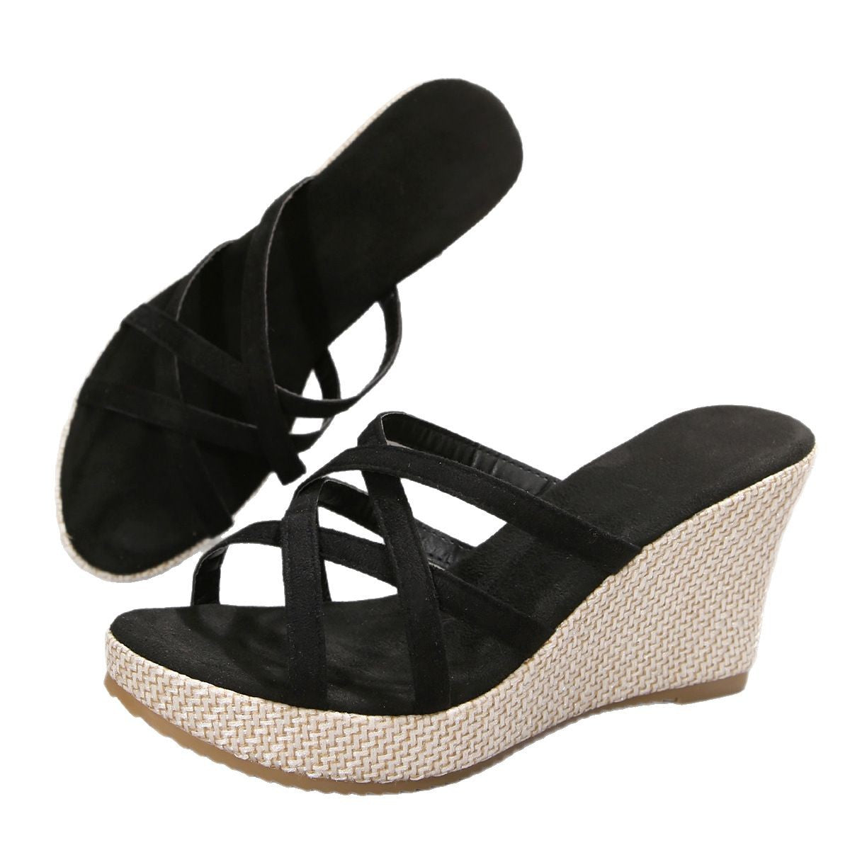 Damen Keil-Sandalen mit raffiniertem Kreuzriemen-Design und komfortabler Fußbettgestaltung Stalluxe