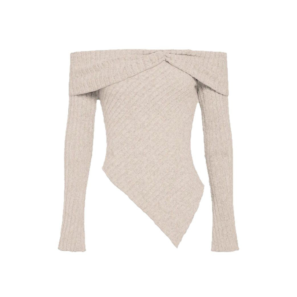 Damen Rippstrick-Oberteil mit Off-Shoulder-Ausschnitt und dekorativer Ausstattung Stalluxe
