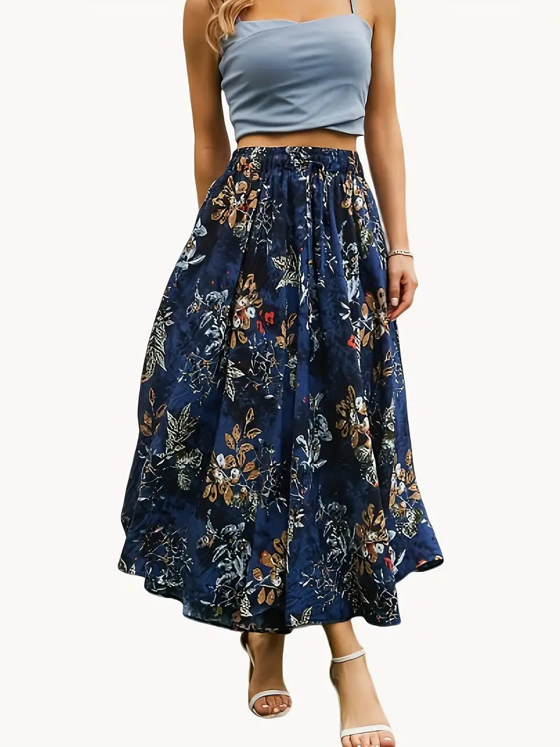 Damen Maxirock mit elastischem Taillenbund und floralem Design Stalluxe