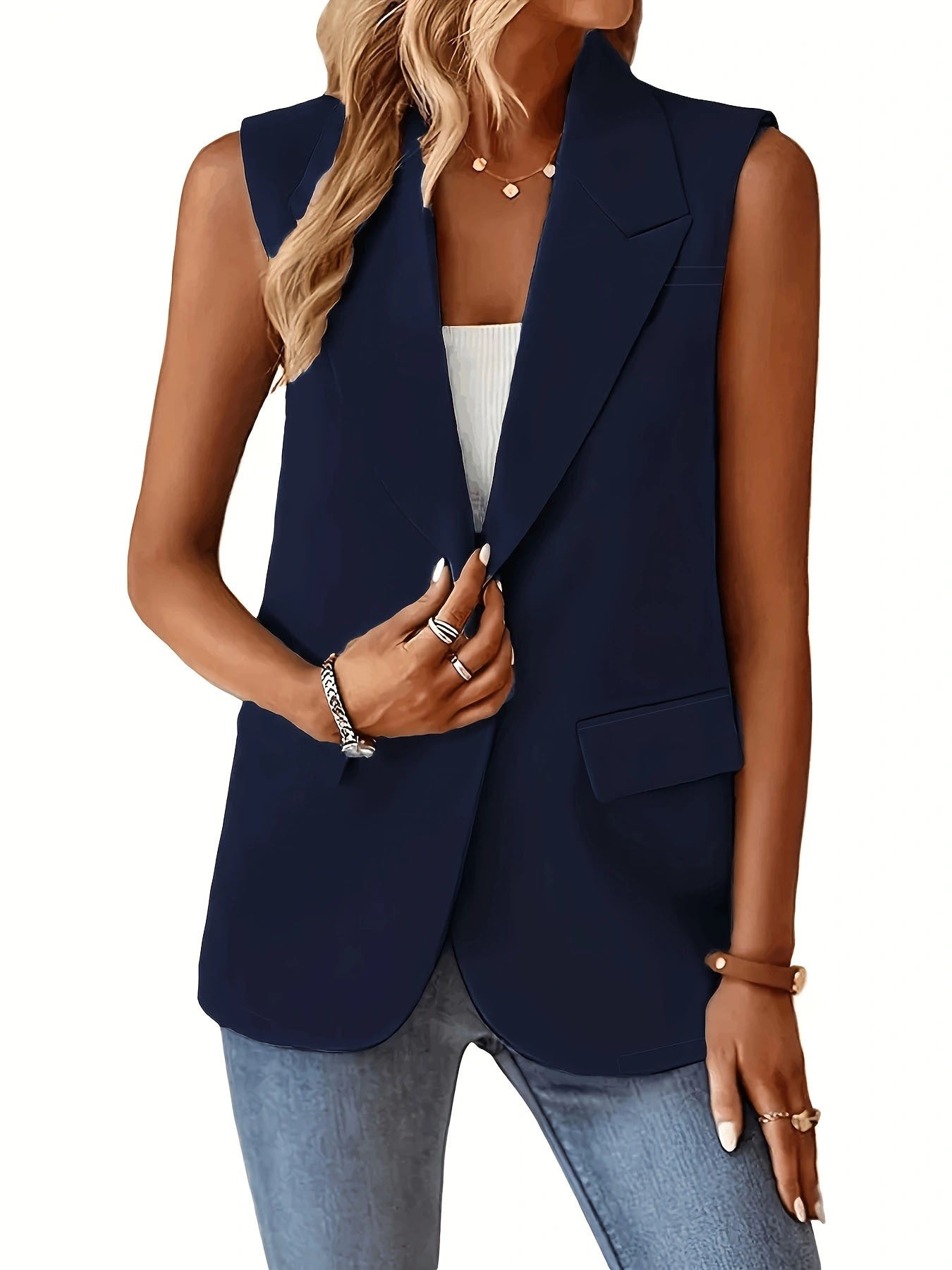 Damen ärmelloser Blazer im modernen Schnitt Stalluxe
