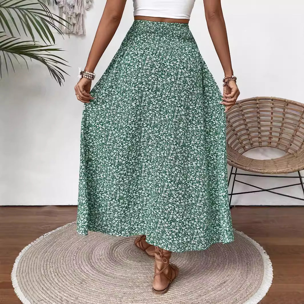 Damen Maxirock mit elastischem Bund und floralem Design Stalluxe
