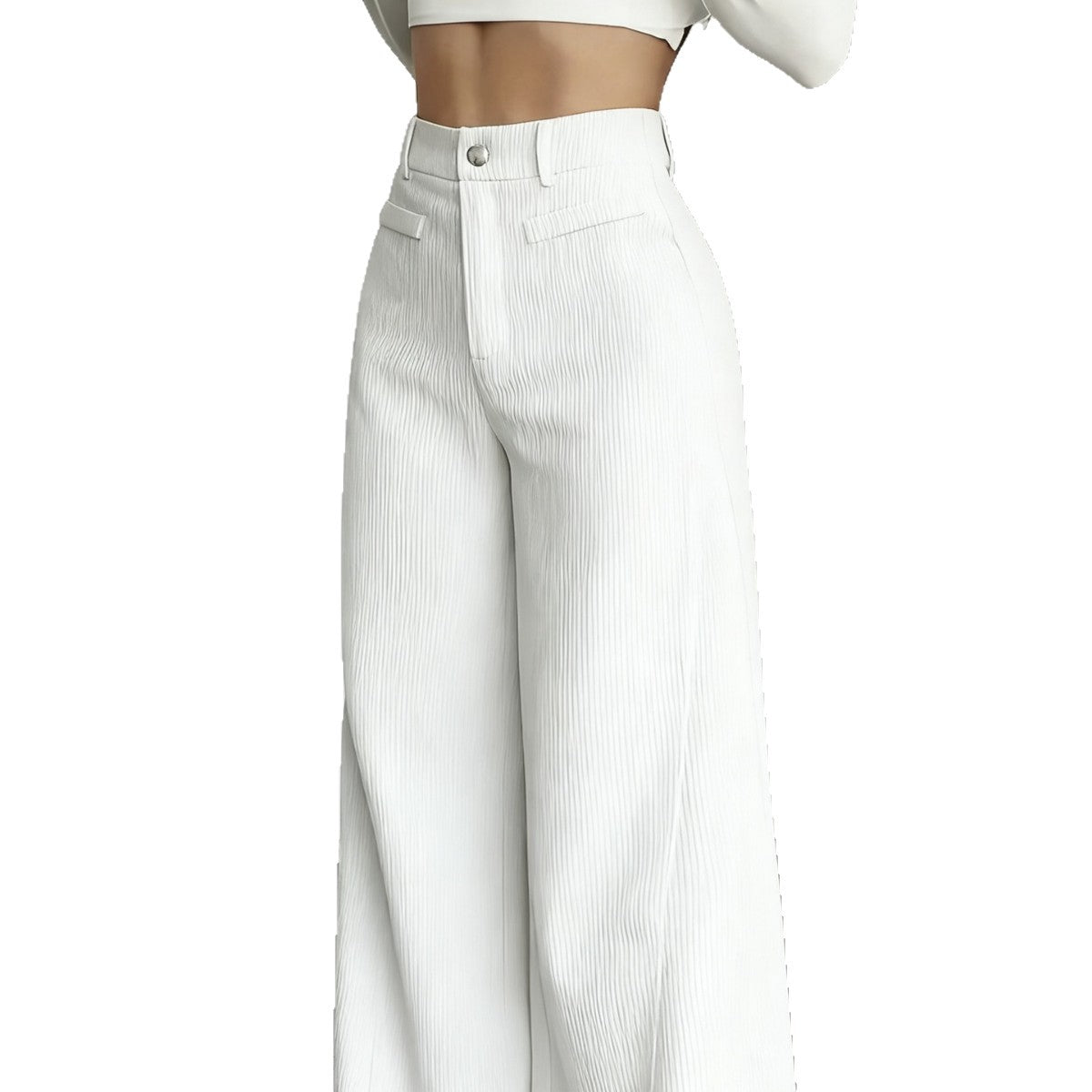 Damen Weitgeschnittene Cordhose mit hohem Bund und Taschen Stalluxe