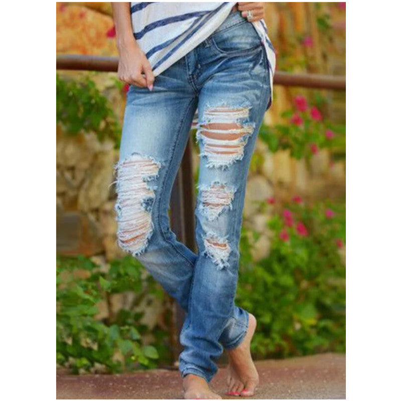 Damen Ripped Jeans im lässigen Urbanstyle mit ausgefransten Säumen Stalluxe