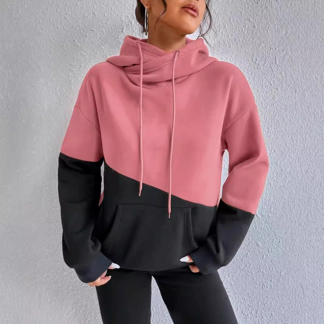 Damen gemütlicher Hoodie mit asymmetrischem Farbblockdesign Stalluxe