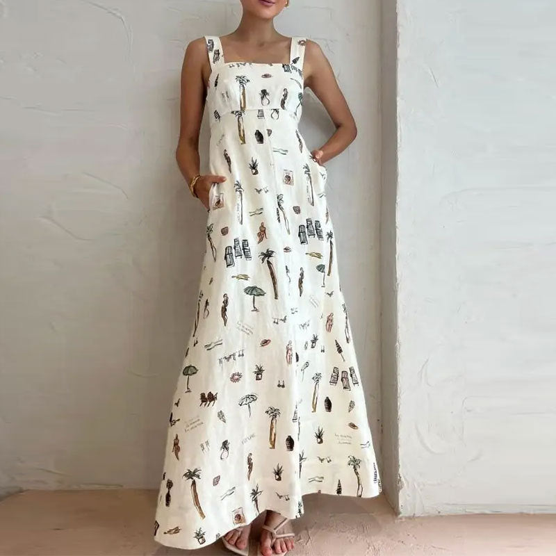Damen Maxikleid mit einzigartigem Sommerdruck und praktischen Taschen Stalluxe