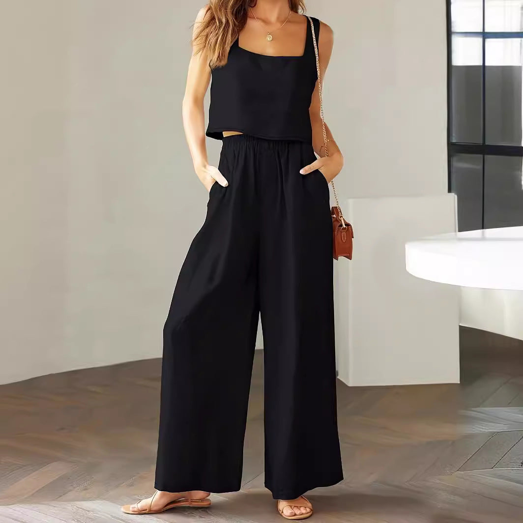Damen Lässiger Jumpsuit mit weiten Beinen und praktischen Taschen Stalluxe