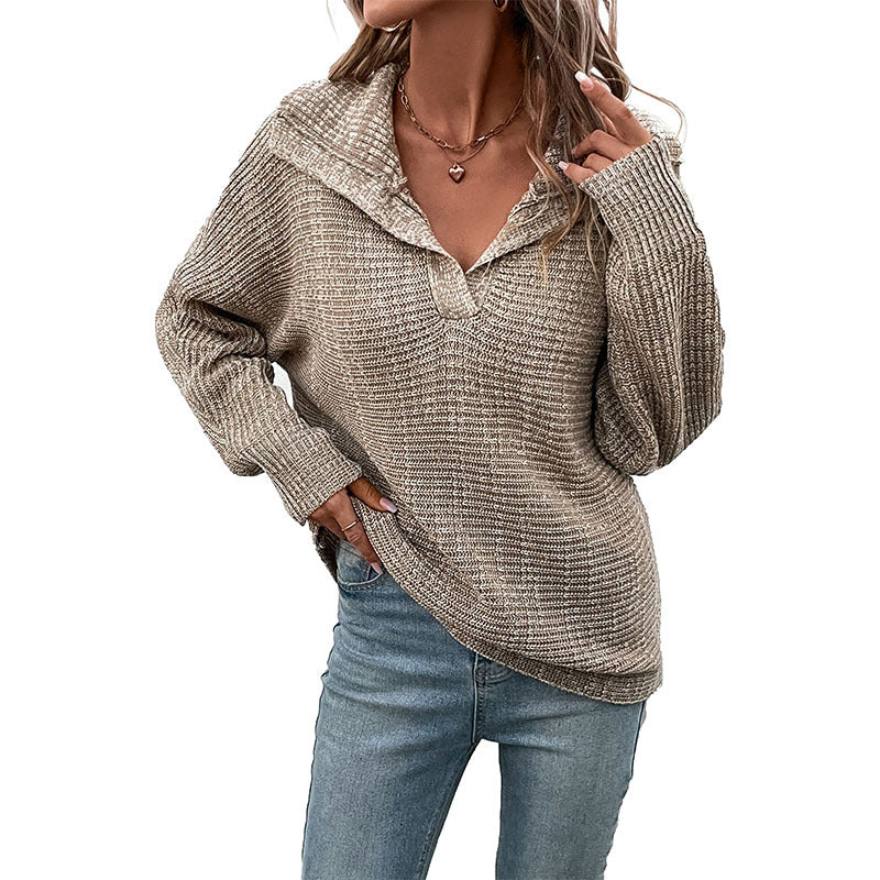 Damen stylischer Strickpullover mit tiefem V-Ausschnitt und überschnittenen Ärmeln Stalluxe