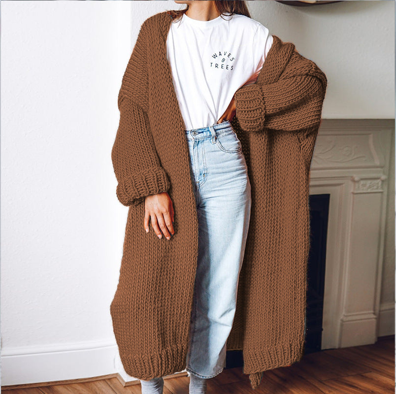 Damen Großer Strickmantel mit tiefen Taschen und voluminösen Ärmeln Stalluxe