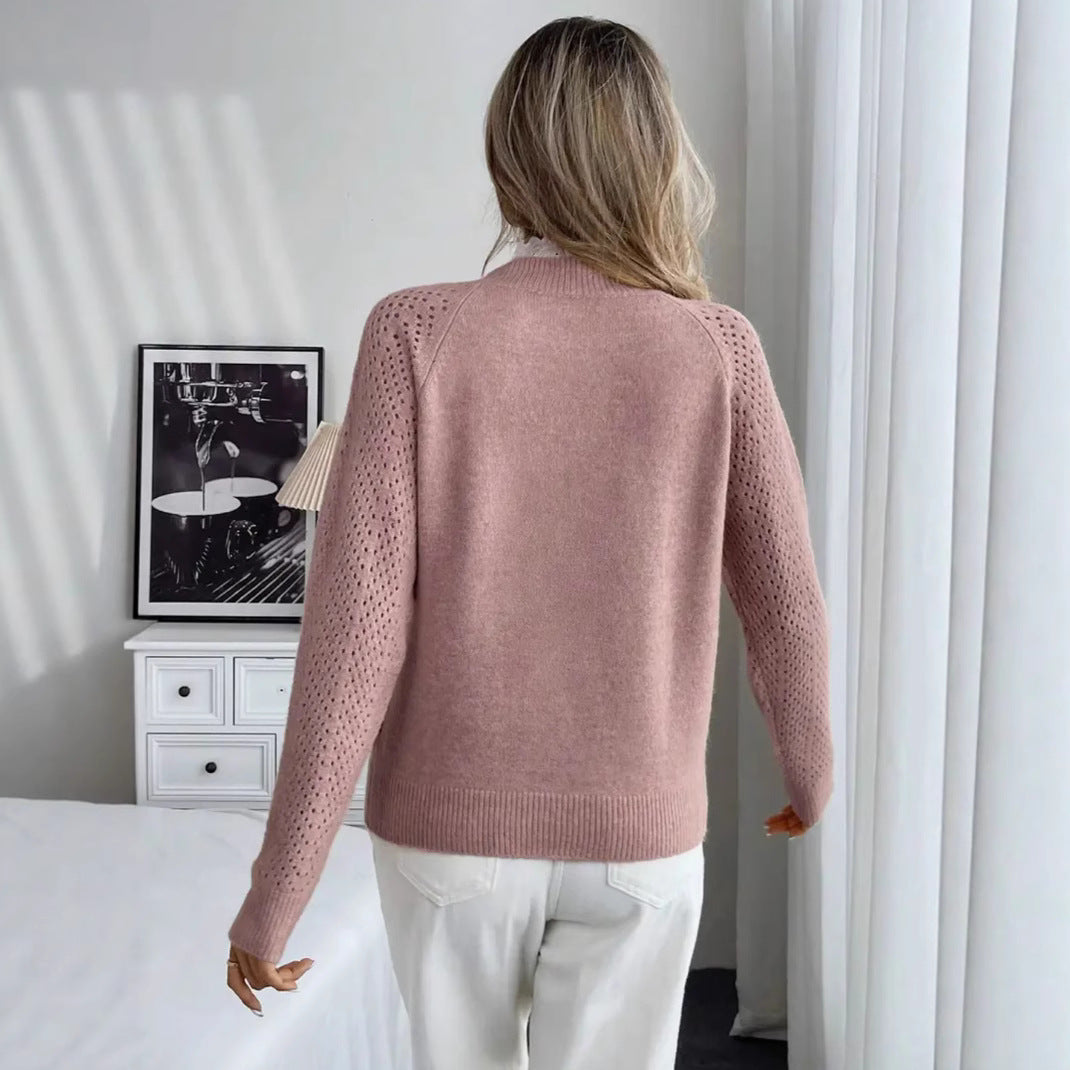 Damen Feinstrickpullover mit gehäkelten Einsätzen Stalluxe