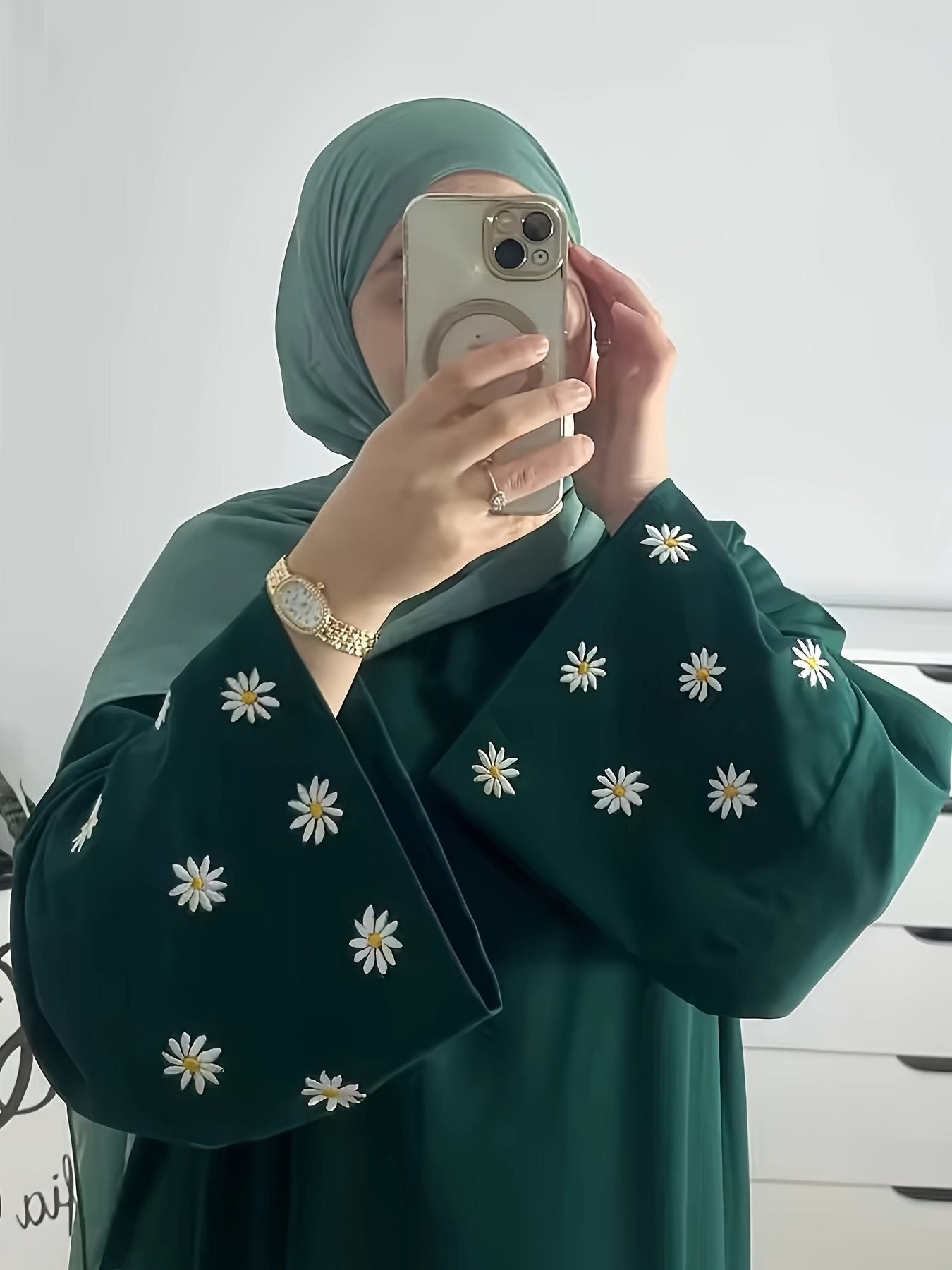 Damen elegantes Tunikakleid mit floralem Stickmuster Stalluxe
