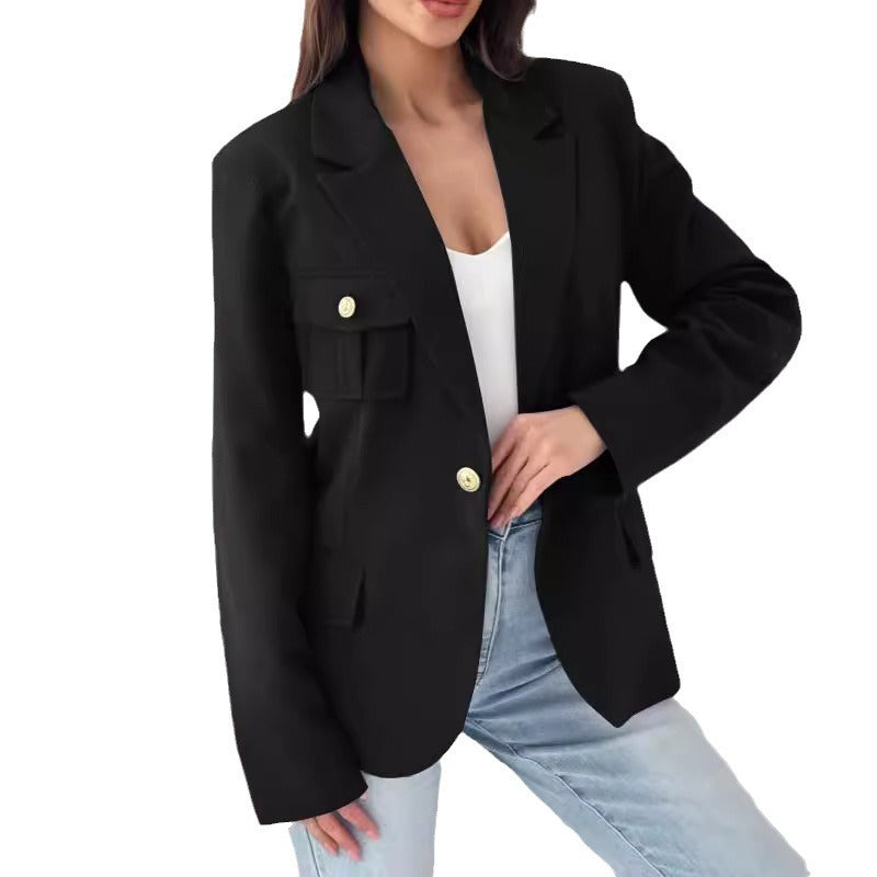 Damen eleganter Blazer mit praktischen Taschen und figurbetontem Schnitt Stalluxe