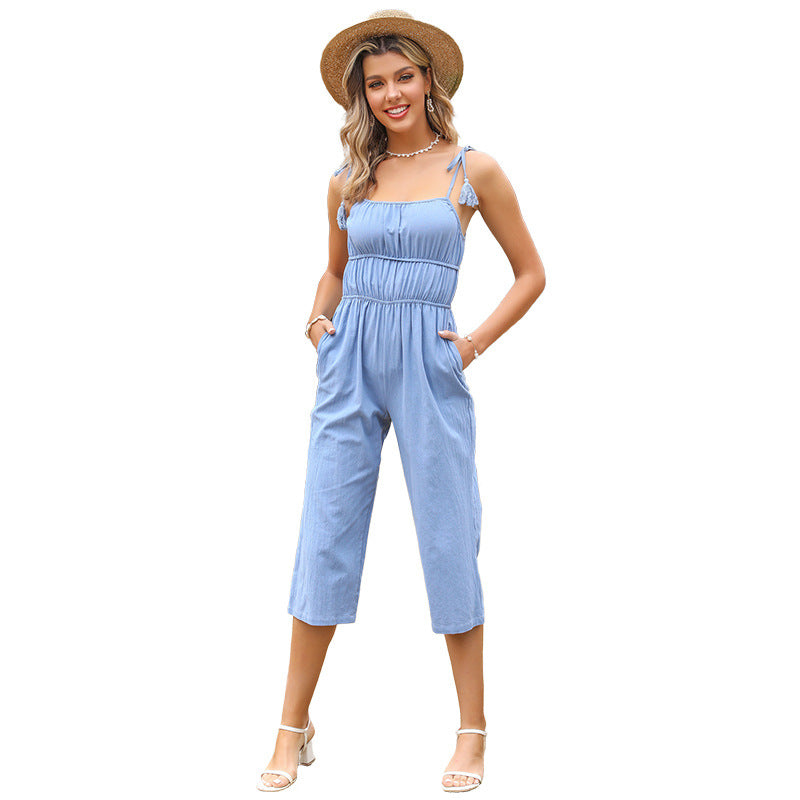 Damen Jumpsuit mit elastischem Bund und dezentem Oben Stalluxe