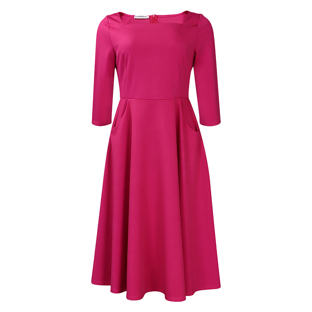 Damen Midi-Kleid mit eleganten Taschen und bequemem Schnitt Stalluxe