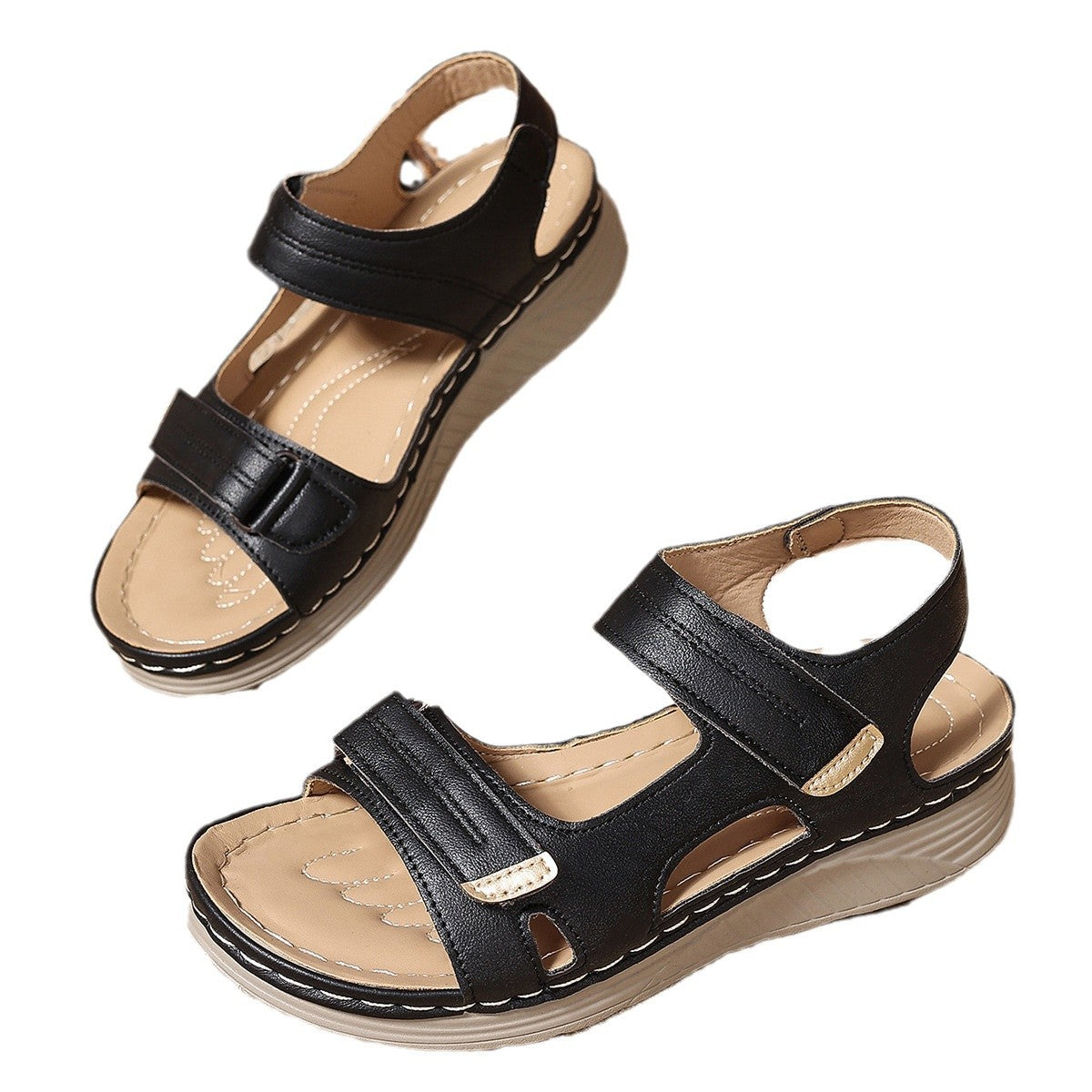 Damen Komfortable Sandalen mit verstellbaren Riemen und anatomischem Fußbett Stalluxe