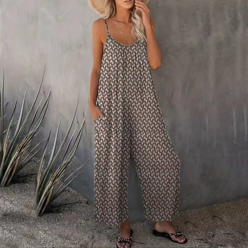 Damen Luftiger Sommeroverall mit breiten Beinen und praktischen Taschen Stalluxe