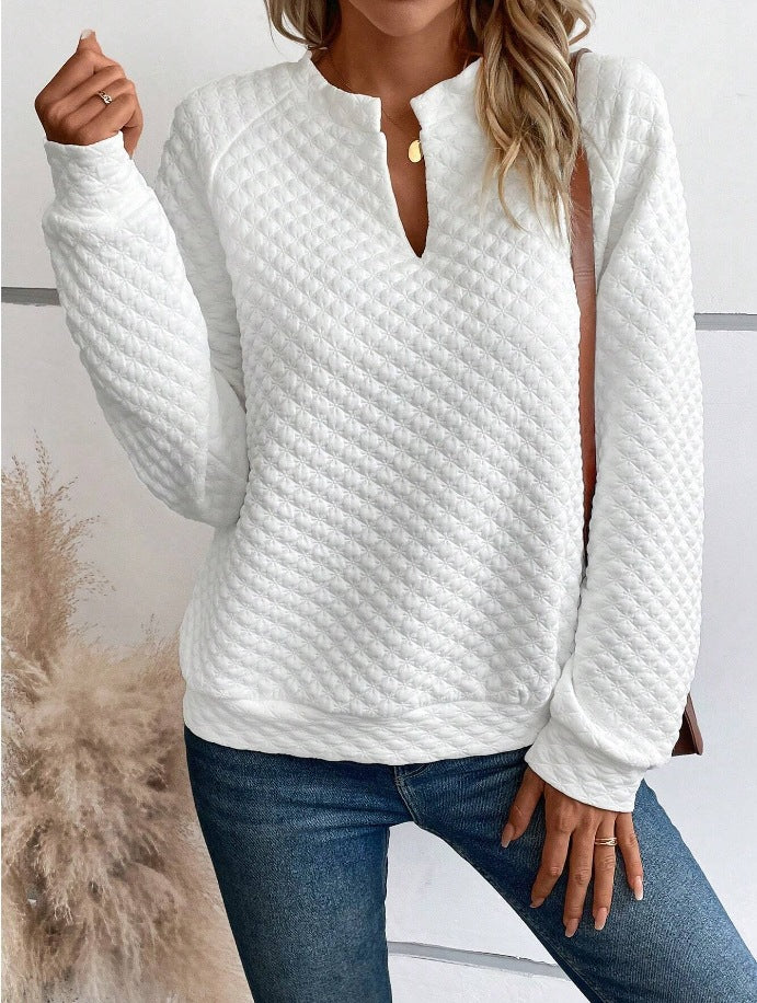 Damen Strickpullover mit strukturiertem Muster und modischem V-Ausschnitt Stalluxe