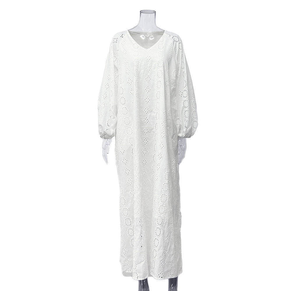 Damen Elegantes Luftiges Strandkleid mit Stickereidetails Stalluxe