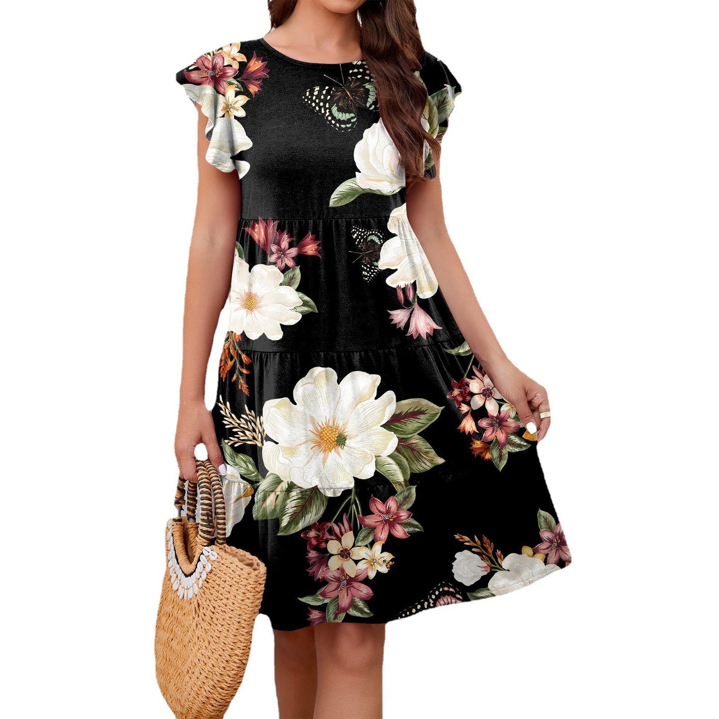 Damen Floral Maxikleid mit Rüschendetails und bequemem Schnitt Stalluxe
