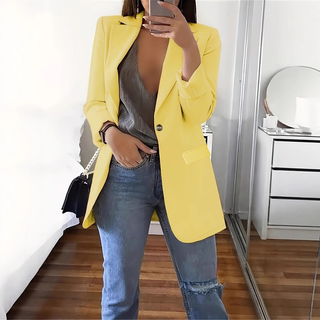 Damen Eleganter Blazer mit tiefem V-Ausschnitt und schmalem Schnitt Stalluxe