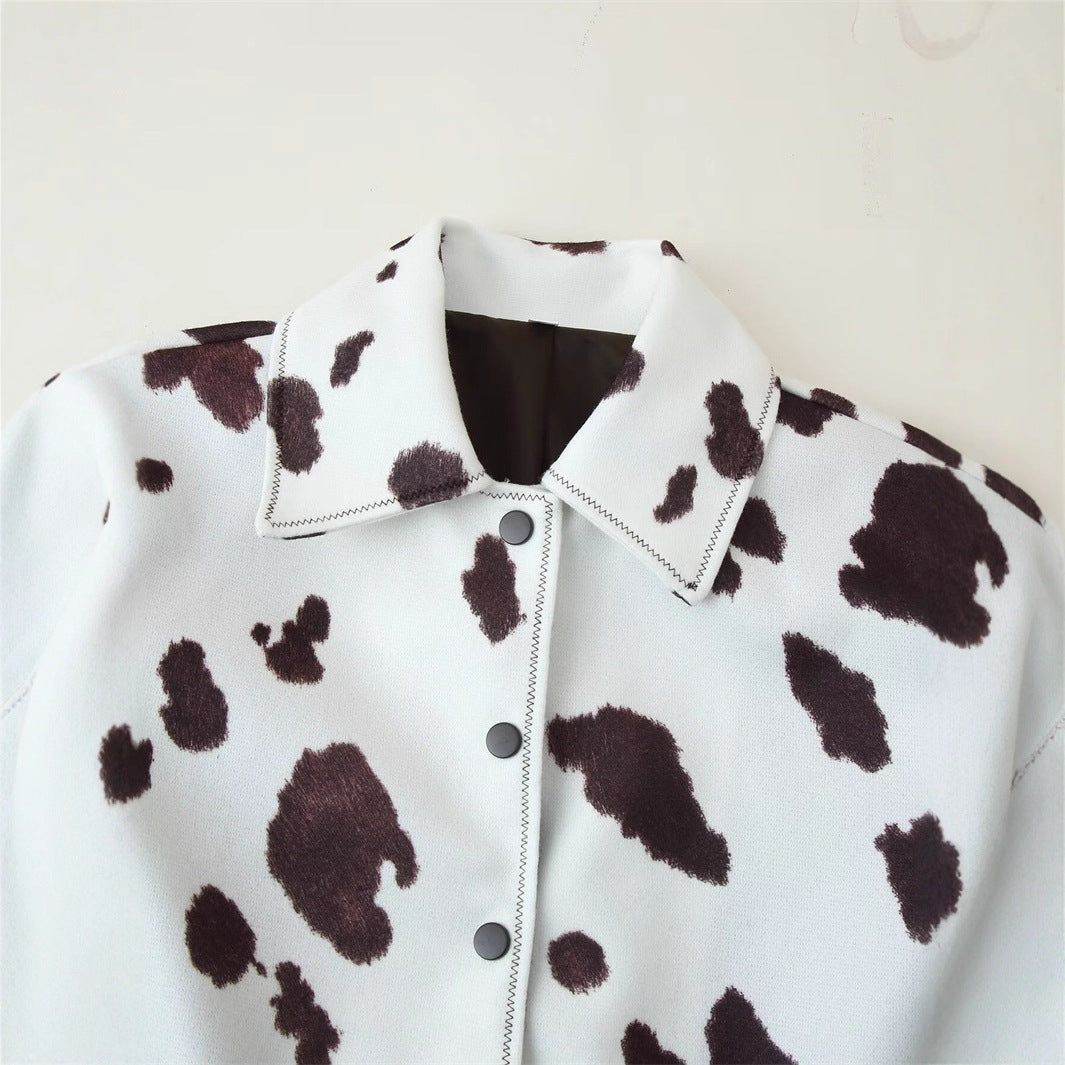 Damen Modische Kunstlederjacke im kreativen Fleckenmuster Stalluxe