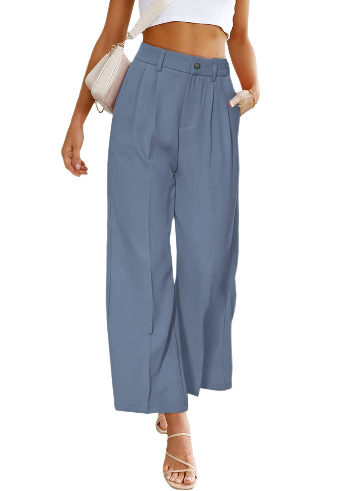 Damen Weit geschnittene Hochbund-Hose mit Faltenwurf Stalluxe