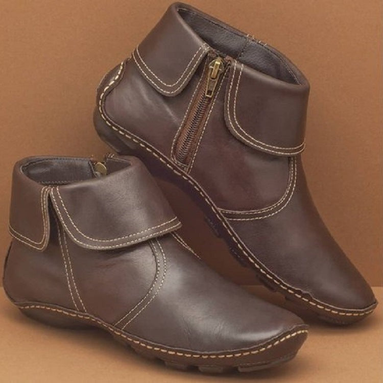Damen stilvolle Lederstiefeletten mit seitlichem Reißverschluss Stalluxe