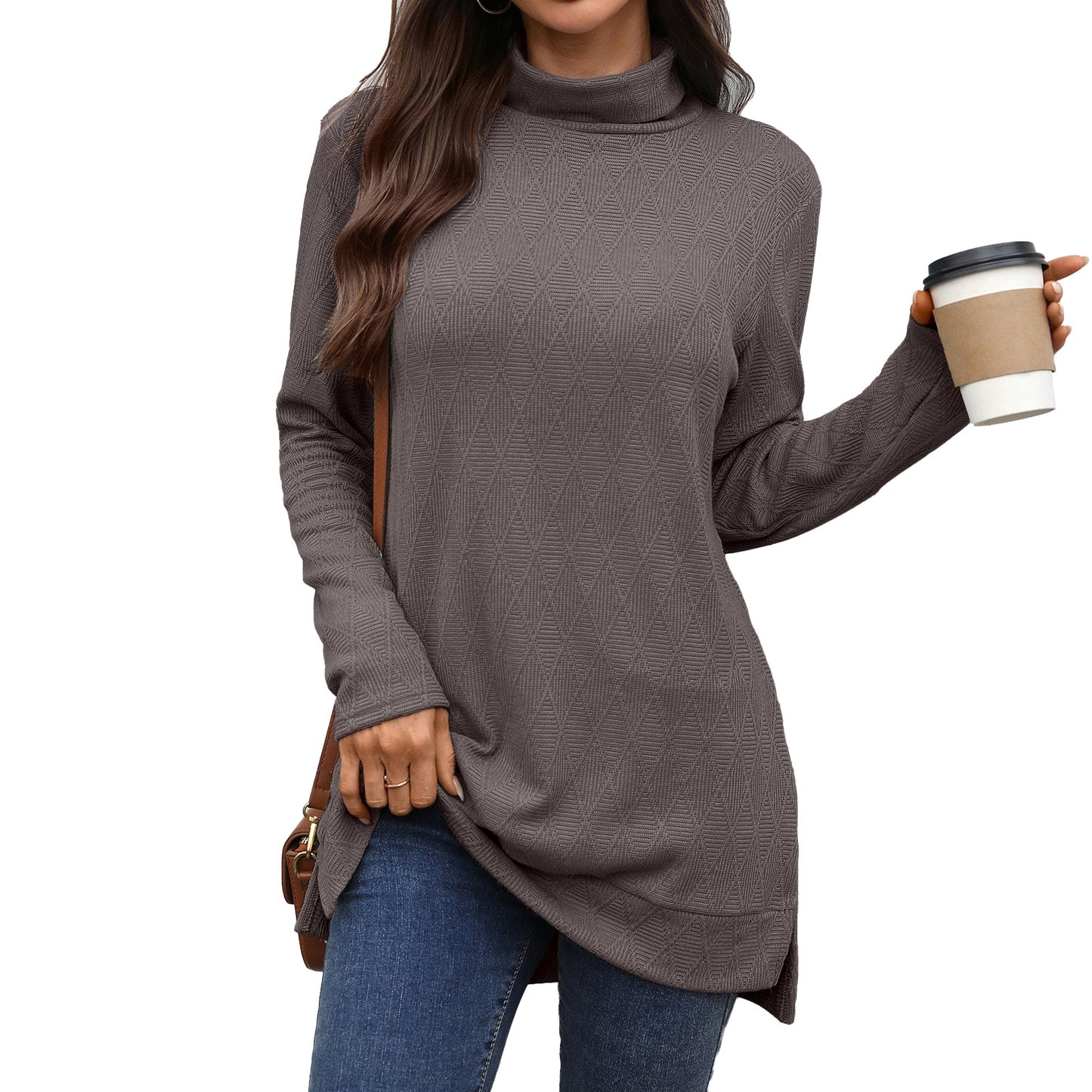 Damen Langarm Sweater mit Stehkragen Stalluxe