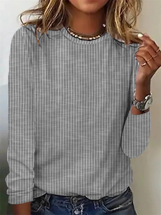 Damen lässiges Langarmshirt mit feinen Streifen Stalluxe