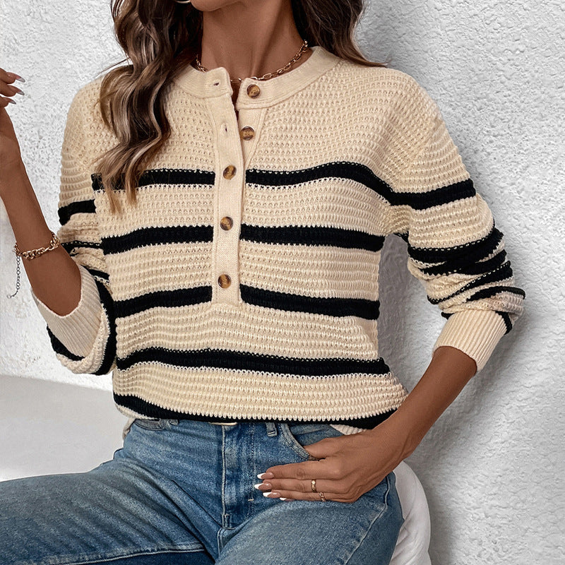 Damen Strickpullover mit Knopfleiste Stalluxe
