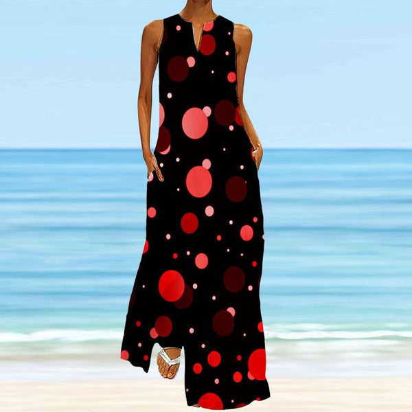 Damen Maxikleid mit modernem Punktedesign Stalluxe