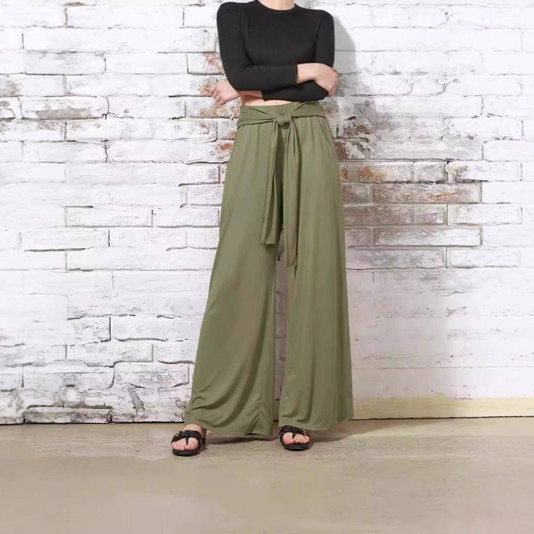 Damen Bequeme und stylische Weite Hose mit Taillengürtel Stalluxe