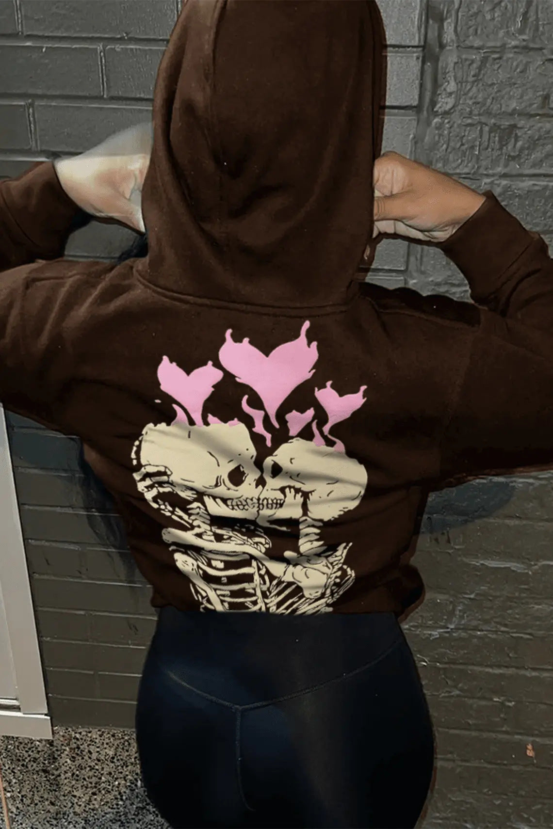 Damen Hoodie mit einzigartigem Skelett-Motiv und Herzgrafik Stalluxe