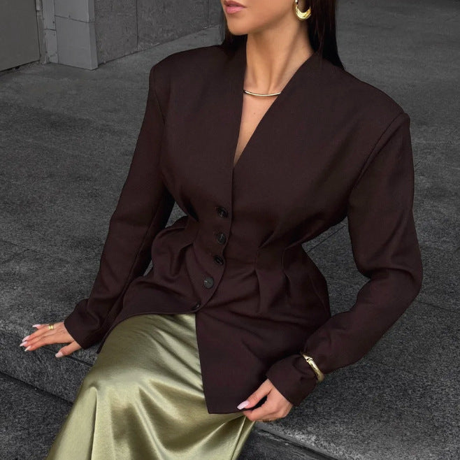 Damen Modischer Blazer mit tailliertem Schnitt und eleganten Knopfdetails Stalluxe