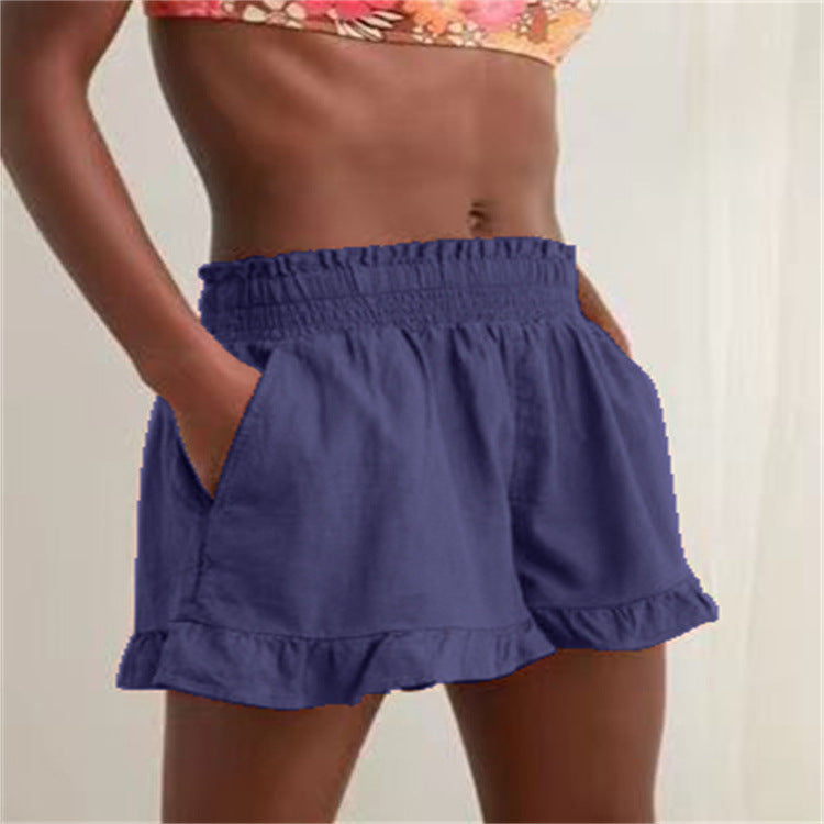 Damen Lockere Shorts mit Volant und Taschen Stalluxe