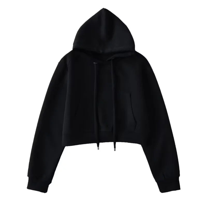 Damen modischer cropped Kapuzenpullover aus sweatshirt Material Stalluxe