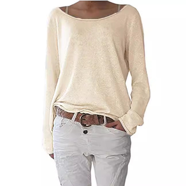 Damen lässiges Langarmshirt mit weitem Halsausschnitt und geschmeidiger Textur Stalluxe