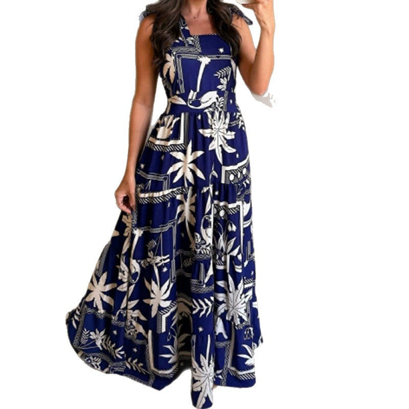Damen Maxikleid mit floralen Mustern und voluminösem Rock Stalluxe