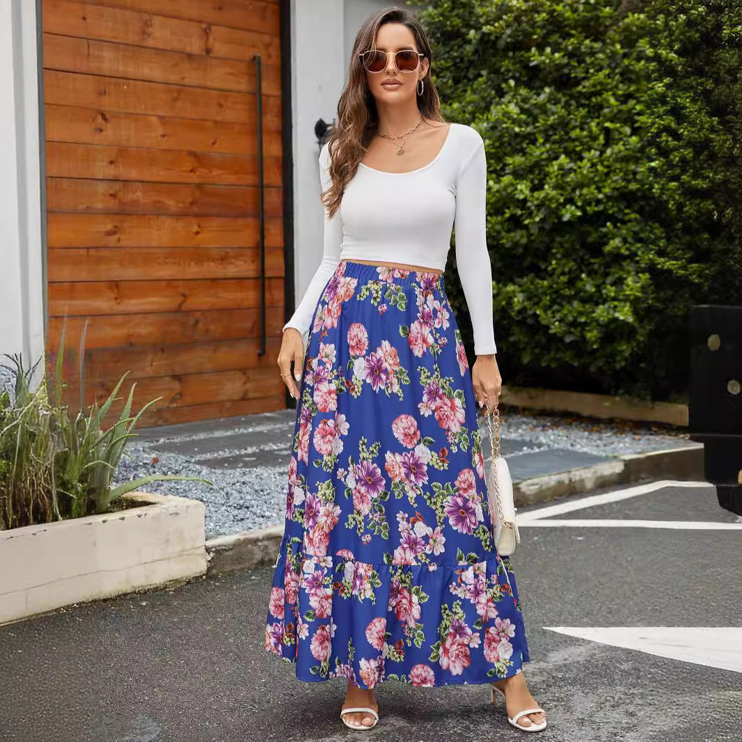 Damen Maxirock mit voluminösem Schnitt und floralen Applikationen Stalluxe