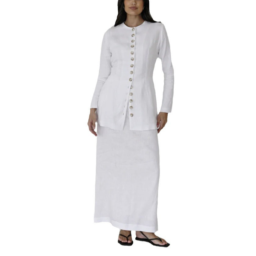 Damen Elegantes und Modisches Langarm-Kleid mit Krawattenverschluss Stalluxe