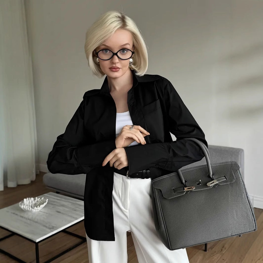 Damen Langarmbluse mit eleganter Knopfleiste und taillierter Passform Stalluxe