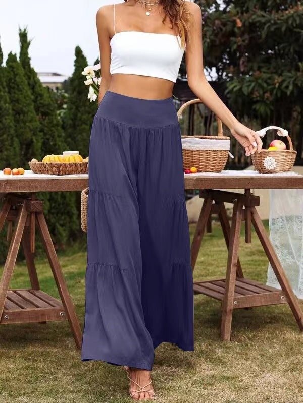 Damen Weit geschnittene Sommerhose mit elastischem Bund und fließendem Schnitt Stalluxe