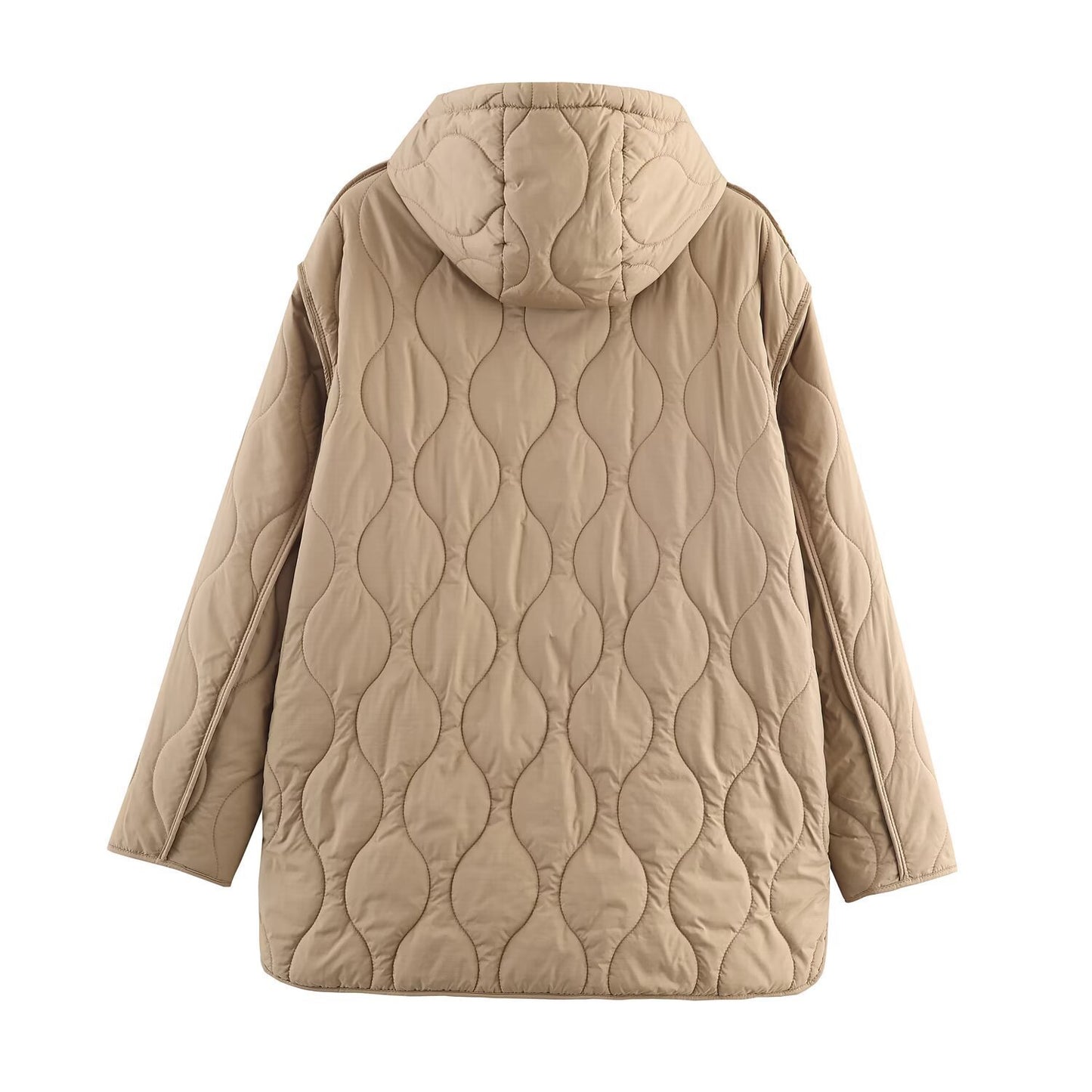 Damen modische gesteppte Übergangsjacke mit Kapuze und seitlichen Eingrifftaschen Stalluxe