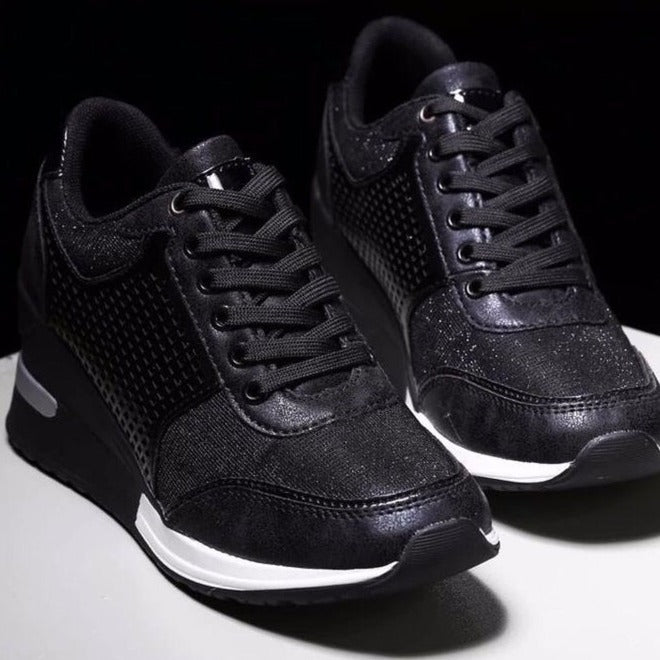 Damen modische Wedge-Sneaker mit stylishem Tiermuster und atmungsaktiver Oberfläche Stalluxe