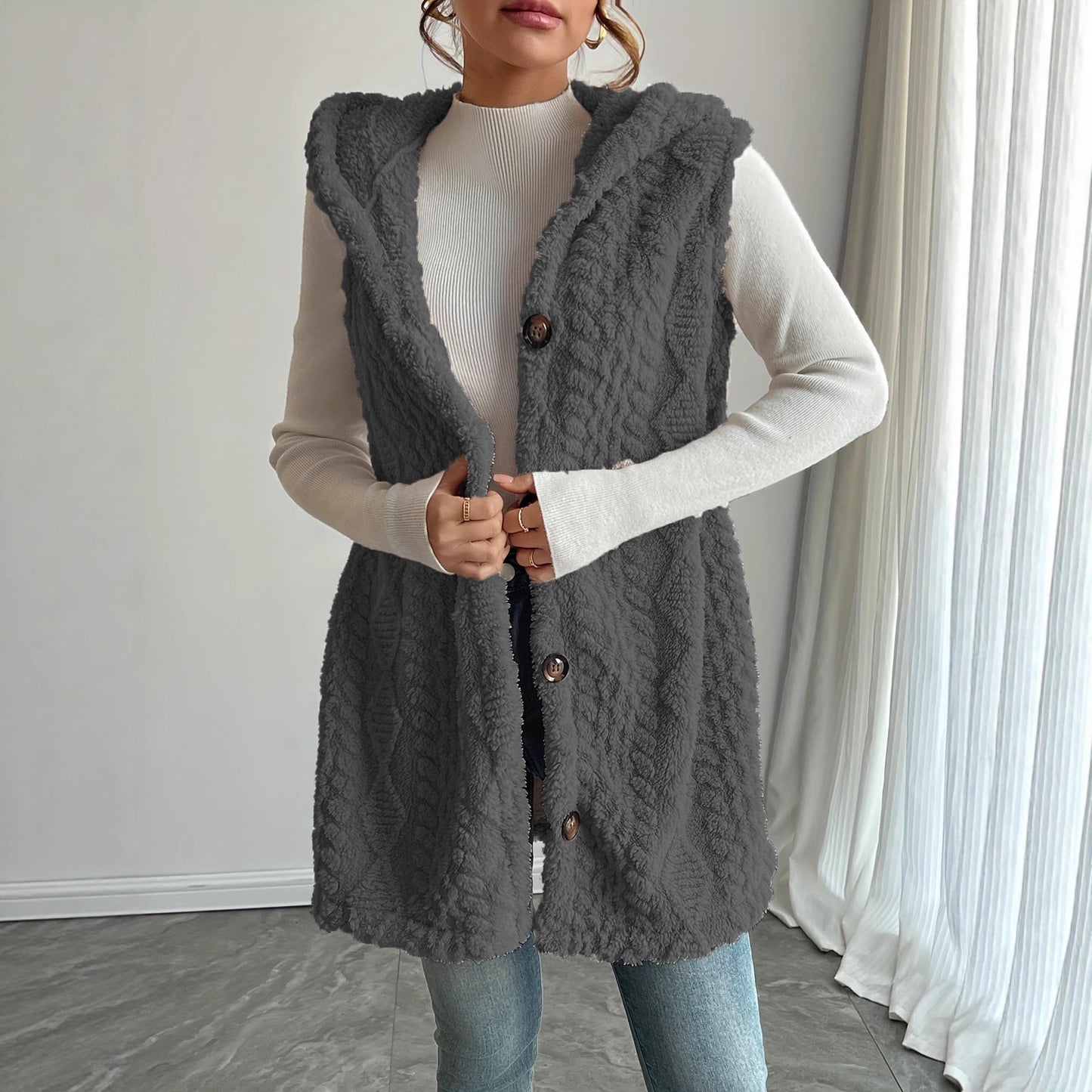 Damen Stylish gesteppte Weste mit Kapuze und Knopfverschluss Stalluxe